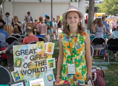 Craft Lake City Kid Row Vendor Beatrice Tiegen knocked it out of the park again, this time with Great Girls of the World. Her Ruth Bader Ginsberg postcards sold with ease.