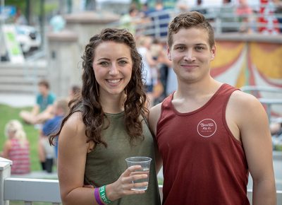 Julie and Chris Gerac are ready to tour the artisan vendor booths after visiting the VIP Lounge at the Tenth Annual Craft Lake City DIY Festival.