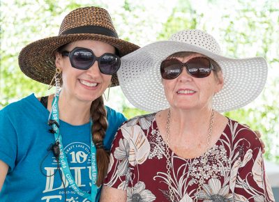 (L-R) Craft Lake City Executive Director Angela Brown and her mom relax in the VIP Lounge at Craft Lake City’s DIY Festival.