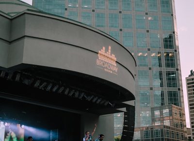 Sunset provided a vivid backdrop for the show at Gallivan Plaza.