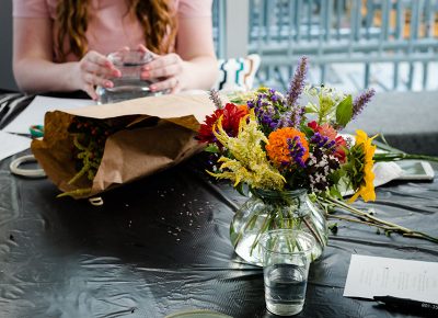 Participants were taught the art and effort of flower arrangements at the floral design workshop.