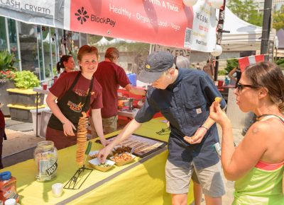 Spuds on a stick! Making a great vegan option for food at the 10th annual Craft Lake City. Photo: Lmsorenson.net