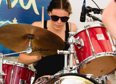 Drummer from Say Hey playing on the KRCL stage in the 10th Annual Craft Lake City DIY Festival. Photo: Lmsorenson.net