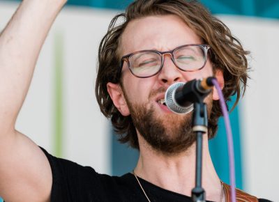 Jake of Jake Chamberlain and the Heist at the SLUG Magazine stage. Photo: Lmsorenson.net