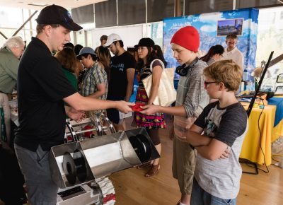 Google STEM building exhibits are filled with eager participants. Photo: Lmsorenson.net