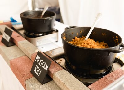 Mexican Rice, Black Beans and other food items are available at the VIP area.