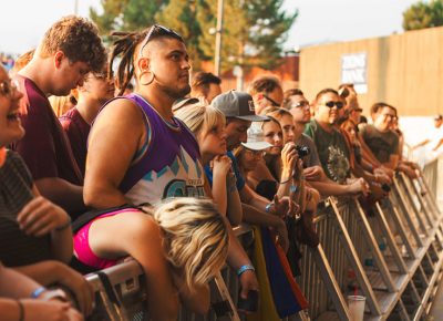 The crowd waits patiently for The Pixies to take the stage and melt their brains.