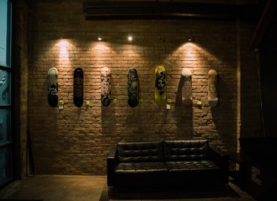 Customized decks line the walls of Super Top Secret.