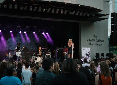 EIXO scoring the sunset in Gallivan Plaza.