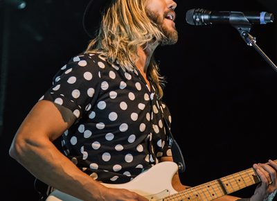 Trevor opening a song during the Moon Taxi set.