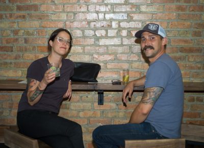 (L-R) Kelly Downs and Clint Hollingsworth were among a large turnout eager to try Alibi's drink offerings. Photo: @clancycoop