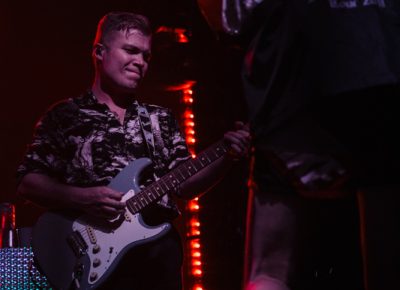 Quiet and understated, Borns guitarist Connor Doyle riffing during the set.