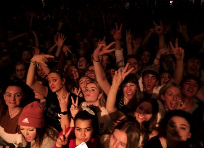 Fans on the right, rocking out with COIN at the Depot. Photo: @Lmsorenson Photography