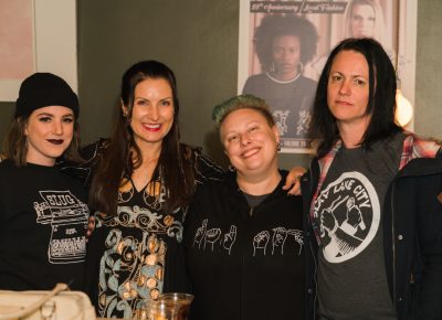 (L-R) Alex Topolewski, SLUG Executive Editor Angela Brown, Lindsay Heath and Sofia Scott enjoy some good drinks and good company over at the bar.