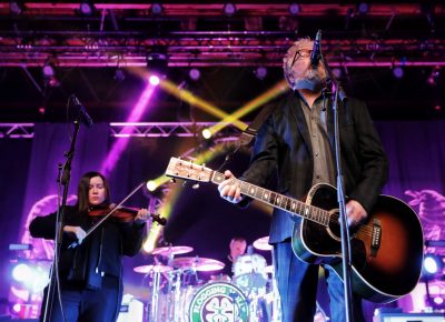 The powerhouse couple of Flogging Molly, Regan Bridget and Dave King playing in Salt Lake City. Photo: @Lmsorenson