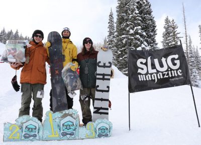 Men's open snow winners, Evan Thomas, Paxon Alexander and Bryan Watson.