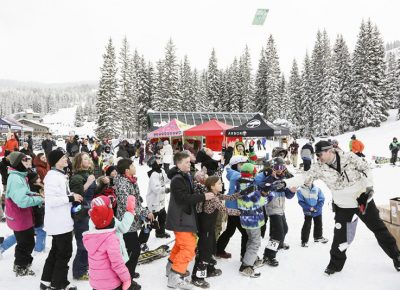 A group of the games' kids participants having a good time.