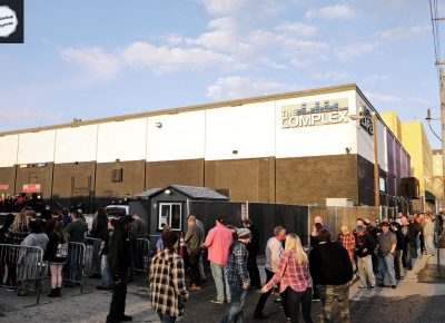 Lines around the block on this spring evening at The Complex in downtown SLC. Photo: @Lmsorenson