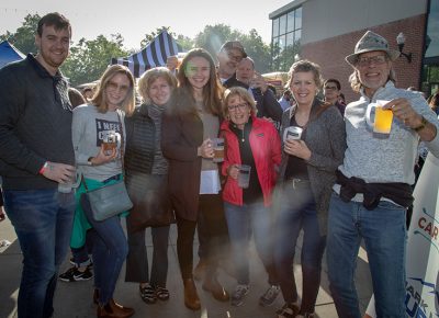 (L-R) Cole DaSilva, Aly Blossom, Griffin Caster, Lauren Butler, Steve Macey and Fritz Hanseler are members of John Platt’s fan club. Platt is SLUG’s Events Coordinator, and he helped make Brewstillery happen. Photo: John Barkiple