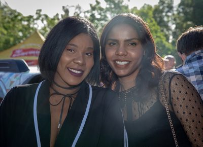 (L-R) Amanda Garnett and Cydnie Williams ordered their first drinks after Garnett’s parents dropped them off at Brio in Houston. Garnett picked a Peach Bellini and Williams had a hurricane. She’s still a hurricane girl. Photo: John Barkiple