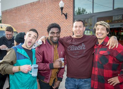 (L-R) Christian, Arquis, Ramon and Julian liked Roosters’ Pink Boots, Saltfire Brewing’s 12 Monkeys, Uinta’s Saddleback and Bohemian’s Sir-Veza, respectively. Photo: John Barkiple