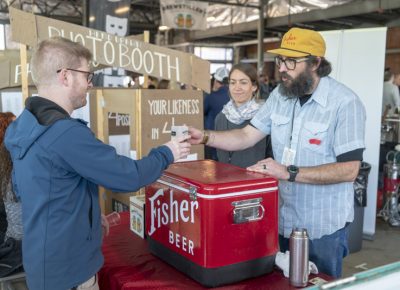 Fisher Beer serving a participant. Photo: Jayson Ross