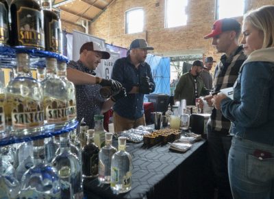 Participants waiting for their samples from Salt City Vodka. Photo: Jayson Ross