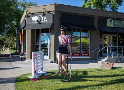 Amelia Wallace jumps rope in front of Pig & a Jelly Jar to earn a stamp for her manifest. Photo: Kaylynn Gonazlez