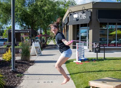 SLUG Magazine’s Alyssa H. practices her rope jumping in anticipation of the SLUG Cat racers arrival. She’s in charge of the Pig & a Jelly Jar check-in station. Photo: Kaylynn Gonazlez