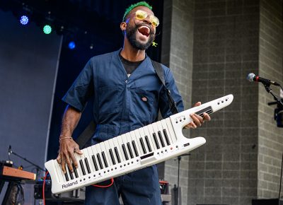 David Moon shows off his happiest face when he pulls out his keytar.