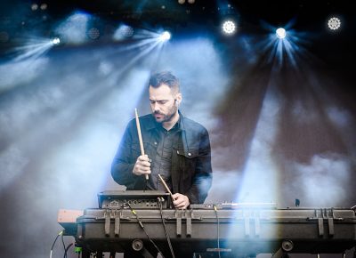 Jacob Gossett of Beacon beats his drum machine.