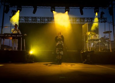 Billie Eilish and her supporting band play. Photo: Colton Marsala