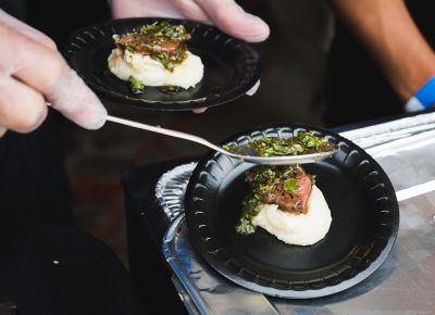 Texas de Brazil dishes up their famous steak with chimichurri and horseradish potatoes.