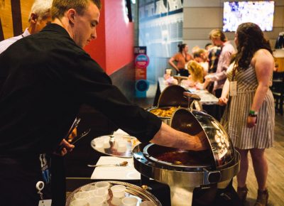 Over at Dave & Busters, Tastemakers patrons are welcomed with meatballs and potstickers.