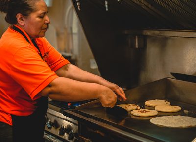 Pupusas in progress.