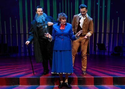 Justin Ivie, Annette Wright, and Robert Scott Smith in Salt Lake Acting Company’s Saturday’s Voyeur 2019.