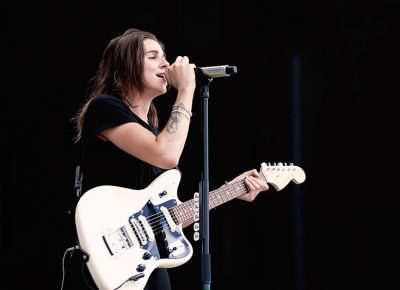 Lynn Gunn, Lead singer for PVRIS, on stage at Loveloud.