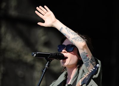 Tegan of Tegan and Sara searching the crowd for a potential match for her sister.