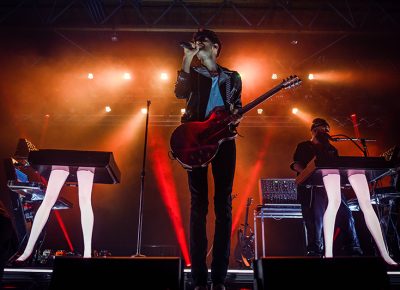 Chromeo perform by their iconic keyboards.