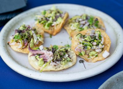 Fresh squid tostadas are always a good idea.