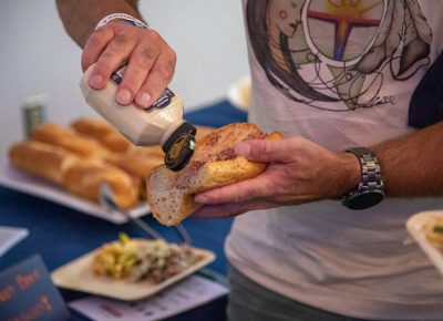 Chefs in The Harmons VIP Lounge offered roast beef sandwiches during a rotation of delicious snacks.