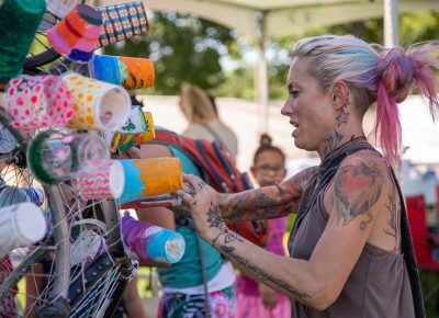 UMFA provided an interactive art project for Craft Lake City’s guests using bicycle wheels and painted cups.