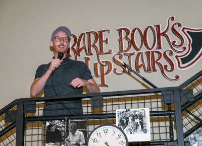 Sen. Derek Kitchen, D-Salt Lake City, spoke about small businesses at Weller Book Works’ 90th anniversary party. Tony Weller has admired Kitchen since the beginning of his political career. “I knew he would be an excellent in [Salt Lake’s] City Council because [his favorite book is] The Death and Life of American Cities by savant Jane Jacobs. Now, we’re proud he is our senator,” he says.