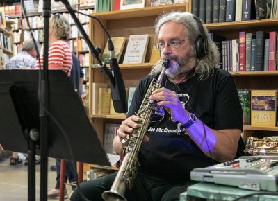 Phil Miller played his B-flat soprano sax to set the scene at this 90th anniversary celebration.