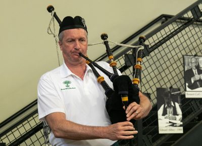 Robert Baxter has known Tony Weller for years. At the 90th Anniversary Party, he played his bagpipes—a lively solo that brought a smile to Tony’s mother, Lila Weller.