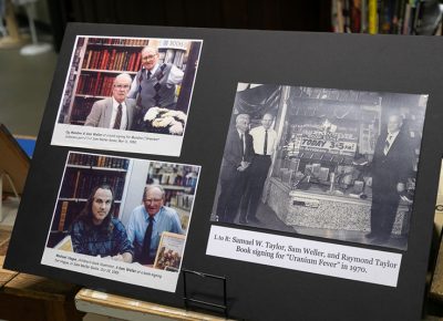 In celebrations of 90 years, Weller Book Works featured displays of bookstore history scattered throughout the aisles.