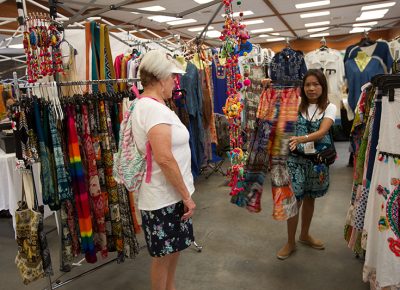 Beautiful hand made clothing was on display at Crafters Building.