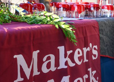 Makers Mark hand-dipping cups in the VIP section.