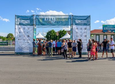 An excited crowd enters Craft Lake City's DIY Festival.