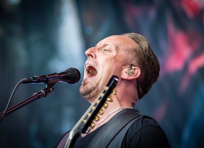 Volbeat performing at the Knotfest Roadshow at the USANA Amphitheatre.